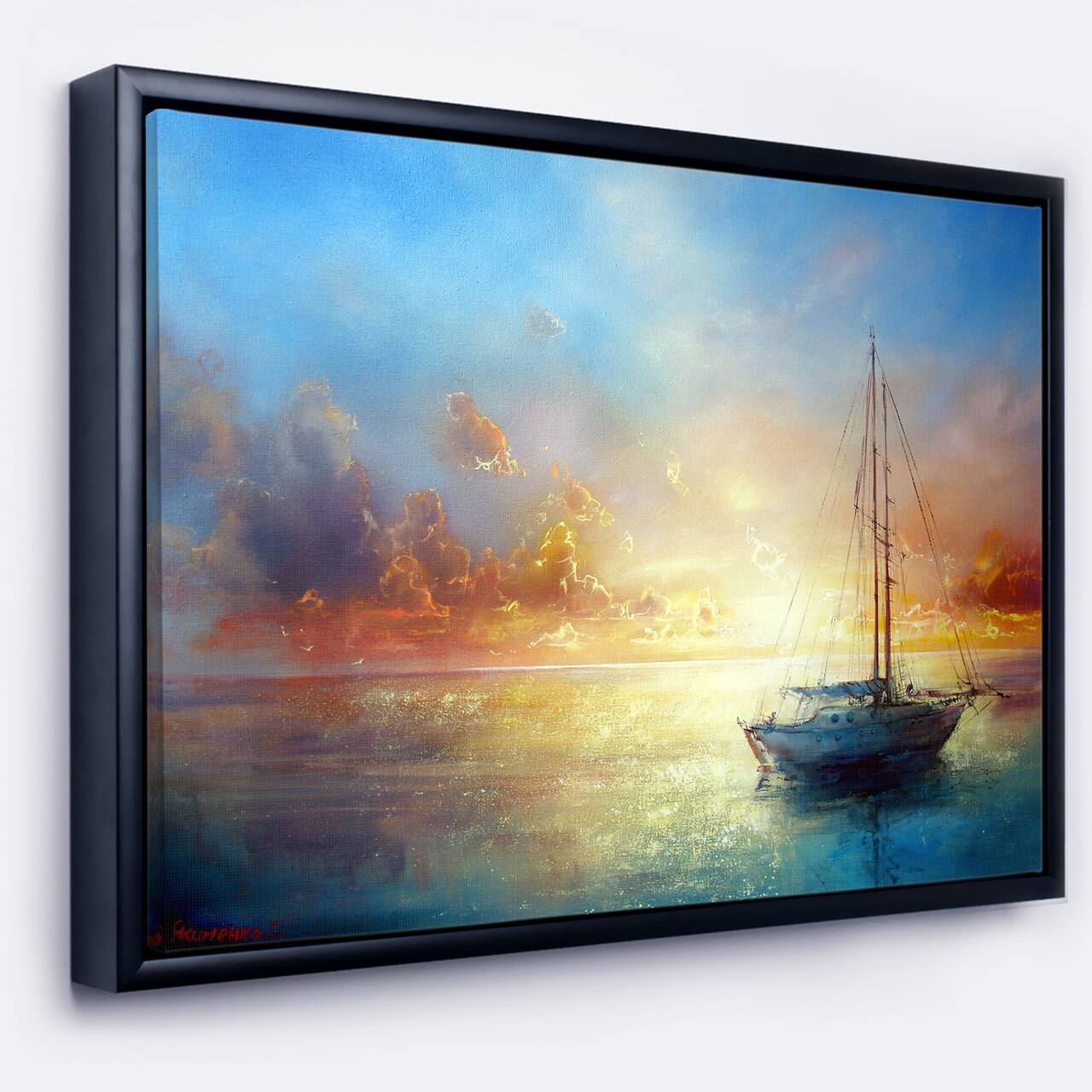 Designart - Seascape Pier - Seascape Framed Canvas Art Print